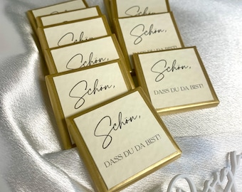 So glad you're here! | 10 x Mini Chocolates for special occasions | Table decoration | Table decoration for weddings, civil ceremonies, christenings, holidays