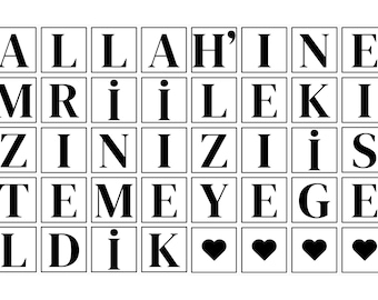 DIY print template for "Allah'in emri ile kizinizi istemeye geldik" sticker, PDF document for Isteme Tepsi, DIY template, Turkish