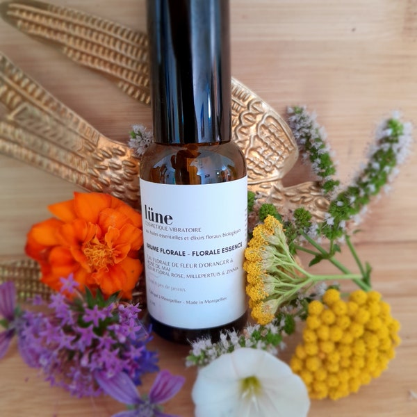 Brume florale, aux eaux florales bio de Rose et Fleurs d'Oranger, tous types de peaux. Cosmétique vibratoire®, énergétique et olfactive