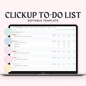 Task Tracker ClickUp Template | Digital To-Do List Template | Productive Planning | ClickUp Editable Template | Daily Weekly Monthly Plan