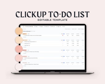 To-Do List Template | ClickUp Template | Digital Life Planner | Task List Template | ClickUp Editable Template | Daily Weekly Monthly Plan