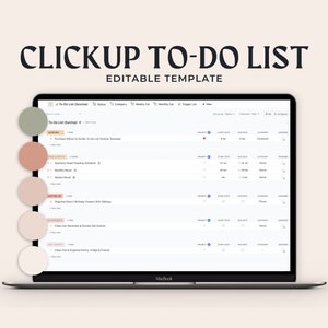 ClickUp To-Do List Template | Customisable Task Manager & Productive Planning | ClickUp Editable Template | Daily Weekly Monthly Plan