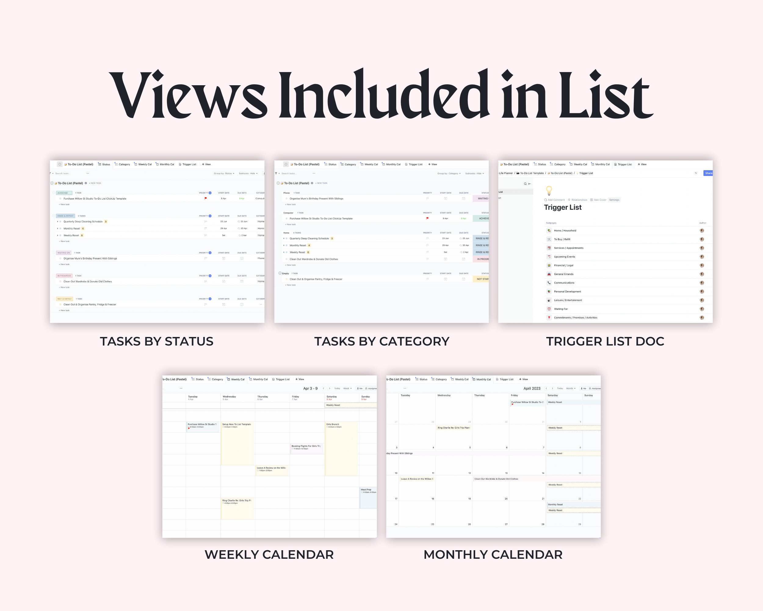 Task Tracker Clickup Template | Digital To-do List Template ...