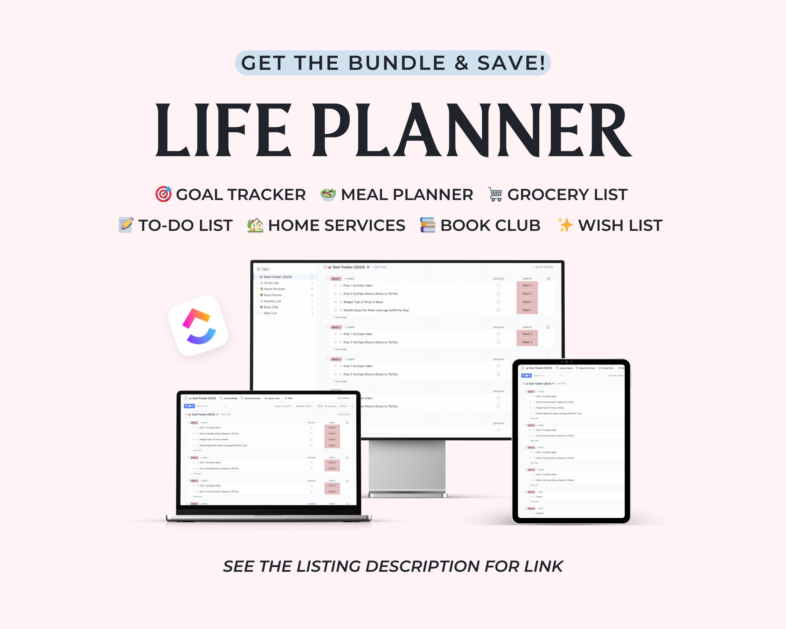 Task Tracker Clickup Template | Digital To-do List Template ...