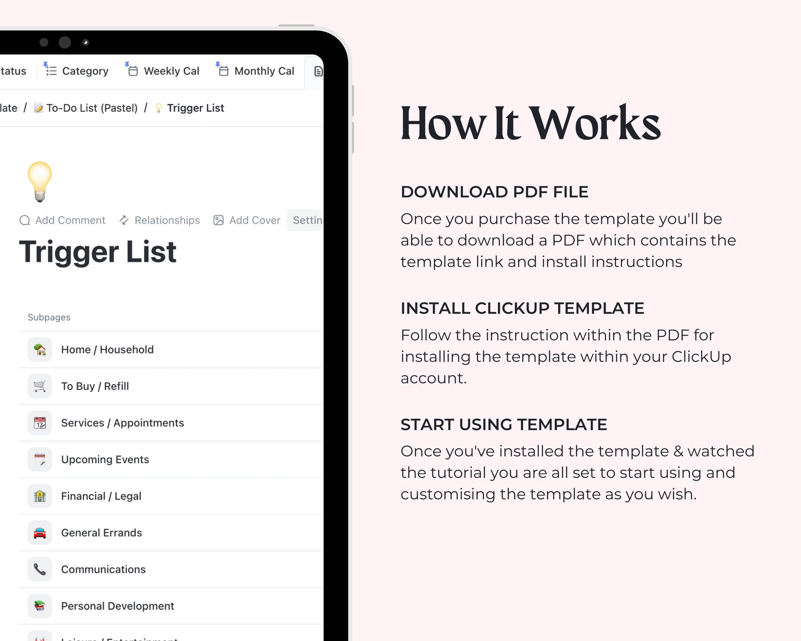 Task Tracker Clickup Template | Digital To-do List Template ...