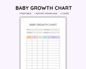 Baby growth chart printable,Baby growth tracker printable,baby growth log,infant growth chart,baby weight height tracker chart