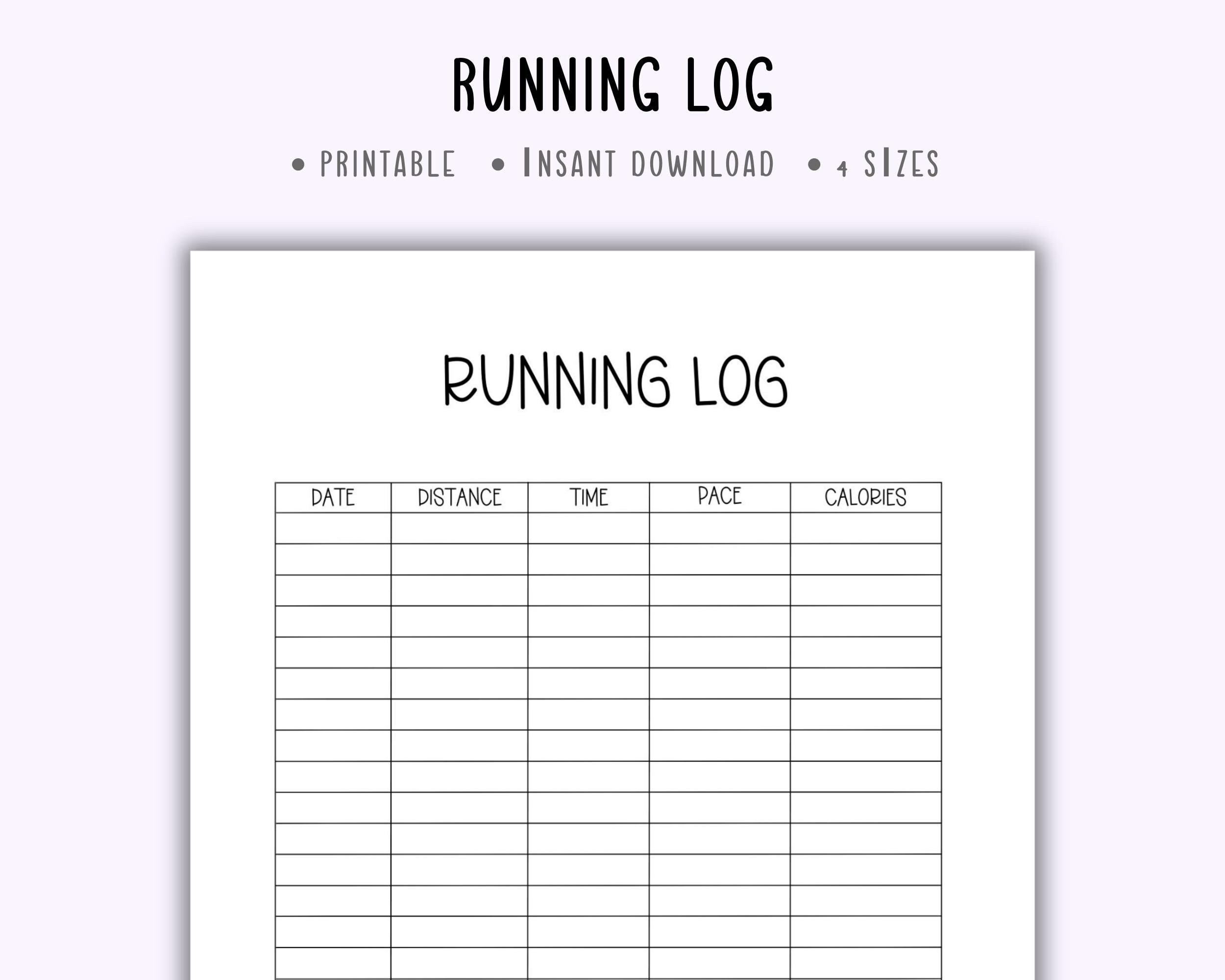 Running Log Printablerunning Trackercardio Training - Etsy