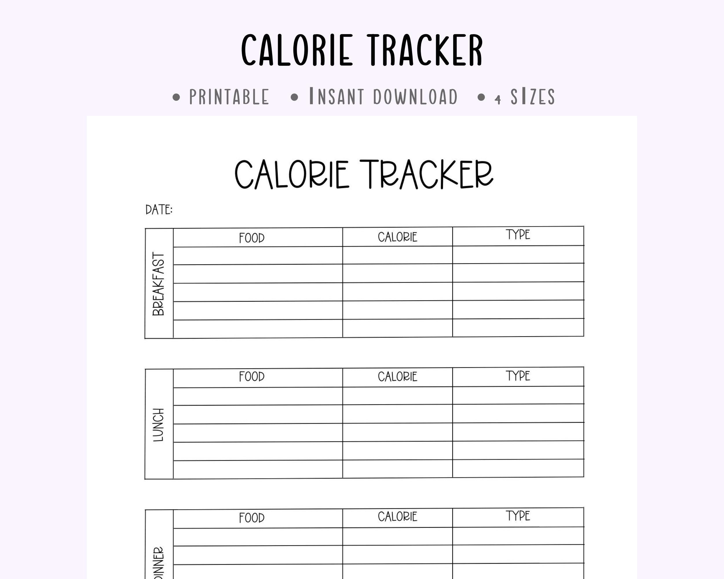 Calorie tracker printable daily food calorie tracker calorie counter