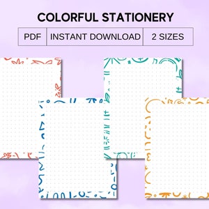 colorful stationery printable,writing paper printable,letter writing paper,stationary paper,stationery set,letter a4 size,instant download