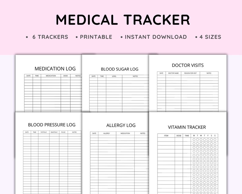 Medical Tracker Bundle Printable,medical Planner,medical Binder,health ...