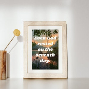 Even God Rested, Office Decor, Digital download, office prints, home decor, Christian decor. Elevate your space with digital art.