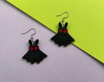 Mottenmann Ohrringe | Kryptid | Halloween Ohrringe | Witzig | Gruselig