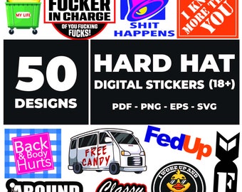 50 Sarcastic Hard Hat Digital Files | Funny Worksite Designs (Digital Download)