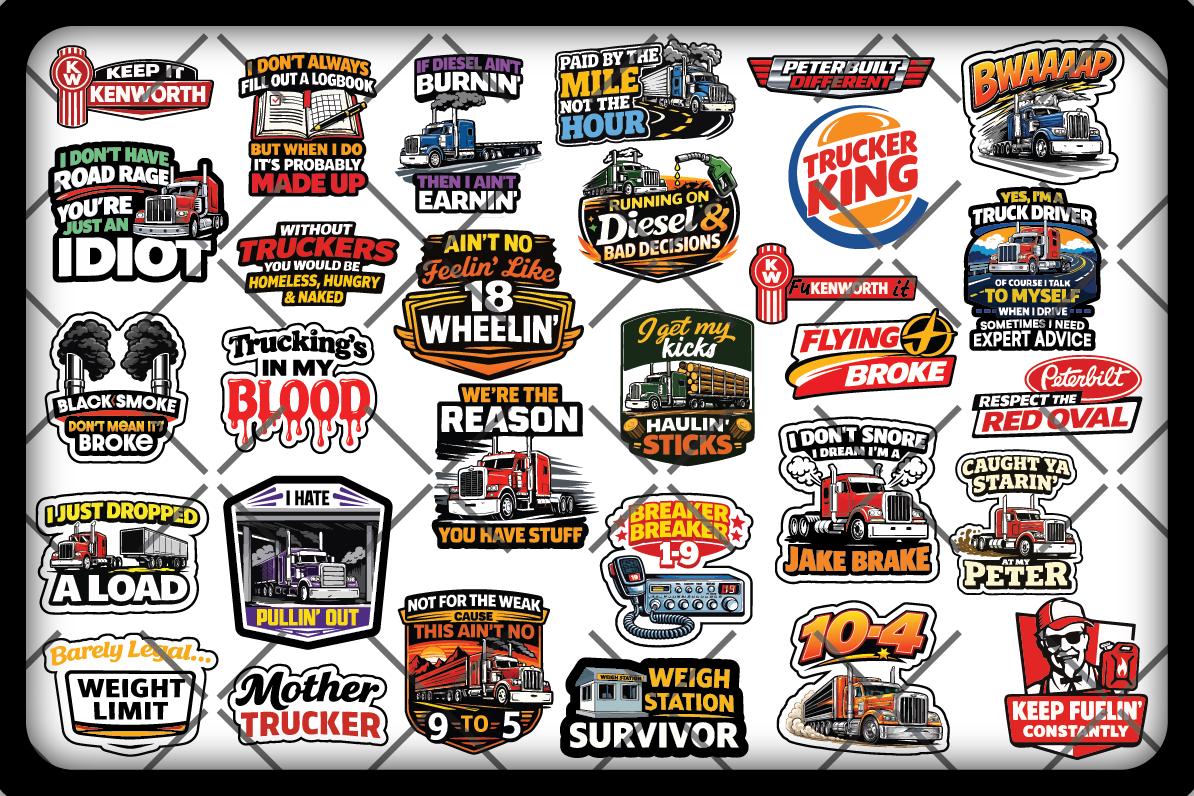 40 Trucker Stickers SVG Bundle | Funny Semi Truck Driver Decals PNG PDF ...