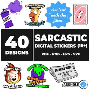 40 Funny 18+ Hard Hat Stickers Bundle | Hilarious Adult Work Stickers for Laptops, Water Bottles, Toolboxes | Instant Download