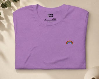Embroidered Rainbow Shirt, Personalized Unisex Tee, Custom Name Apparel