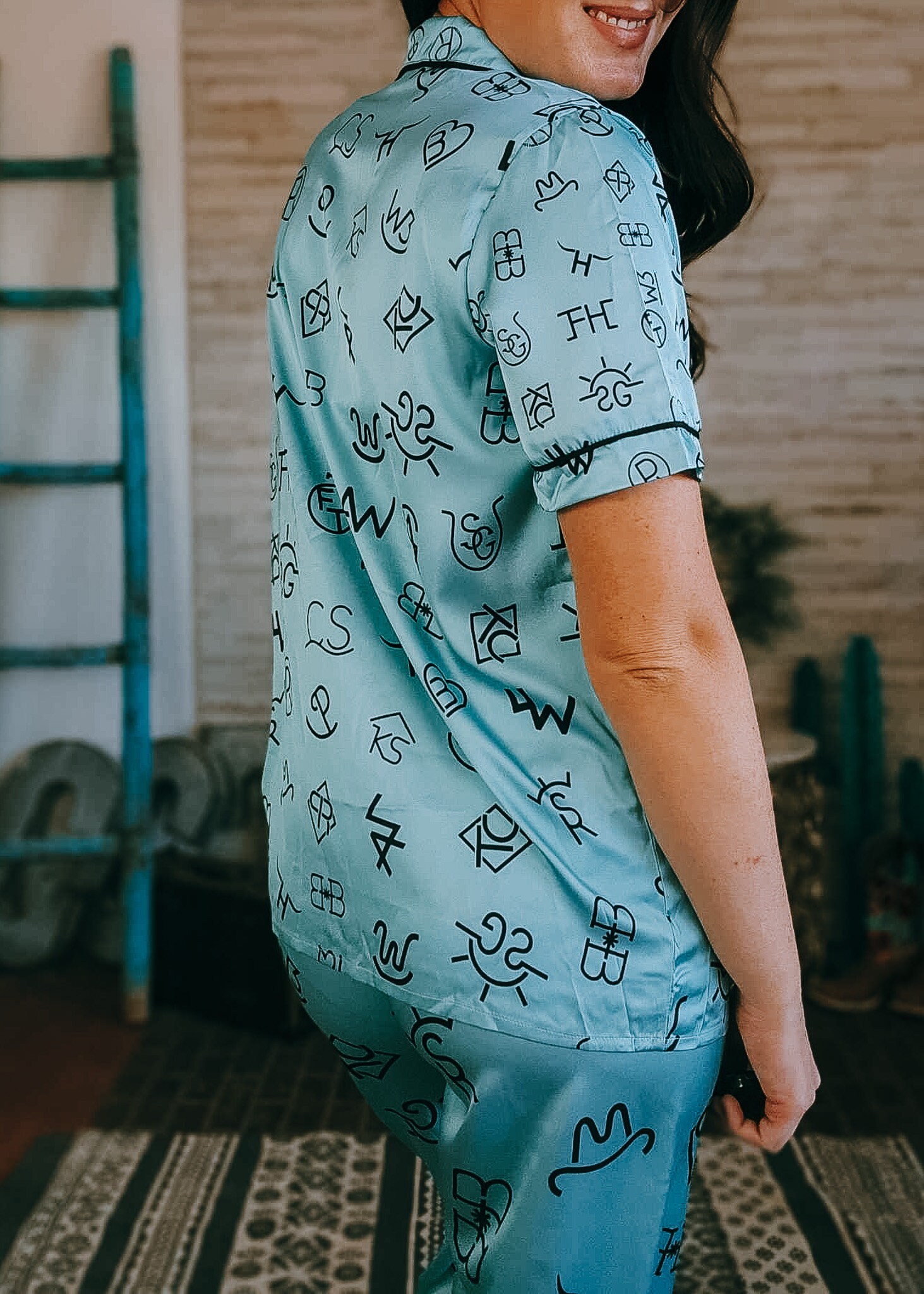 Turquoise Brands Women's Western Pajama Set, Cowgirl, Pj's, Loungewear