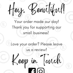 4 "x 6" Thermoetikett Digitale Datei - CUSTOMIZED Hey Beautiful, PNG, Blumengrafik, Verpackungsaufkleber für Dymo/Rollo Drucker, printable
