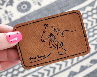 Brown She is Strong Leather Iron On Patch , Heat Adhesive, Press On, Punchy, Western Boutique, Cowgirl, Rancher