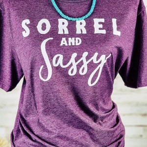 Aubergine Sauerampfer & Sassy Graphic Tee, Western Tee, Pferde Tee, Cowgirl Tee, Pferde, Pferde, Reitsport, Rodeo, Barrel Racer