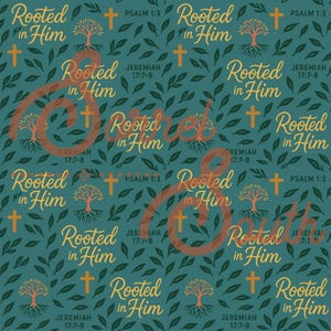 Rooted In Him Seamless Pattern, Faith Based Pattern, Christian, Digital Paper, Bible Scripture, Bible Quotes, Instant Download, Religious