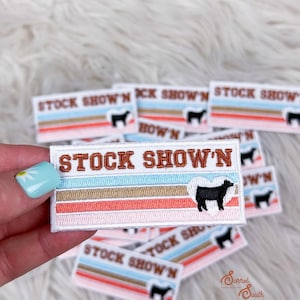 Stock Show&#39;N Cow Steer Iron On Heat Adhesive Embroidered Patch, Western, Cowgirl, Farm, Southwestern, Boutique, Patches, Hat Bar