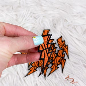 Basketball Lightning Bolt Iron On Heat Adhesive Embroidered Patch, Sports, School Spirit, Trending Patches, Popular Patches, Hat Bar