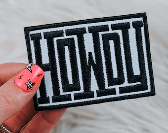 HOWDY Iron On Heat Adhesive Embroidered Patch, Western, Cowgirl, Serape, Aztec, Southwestern, Boutique, Patches, Hat Bar