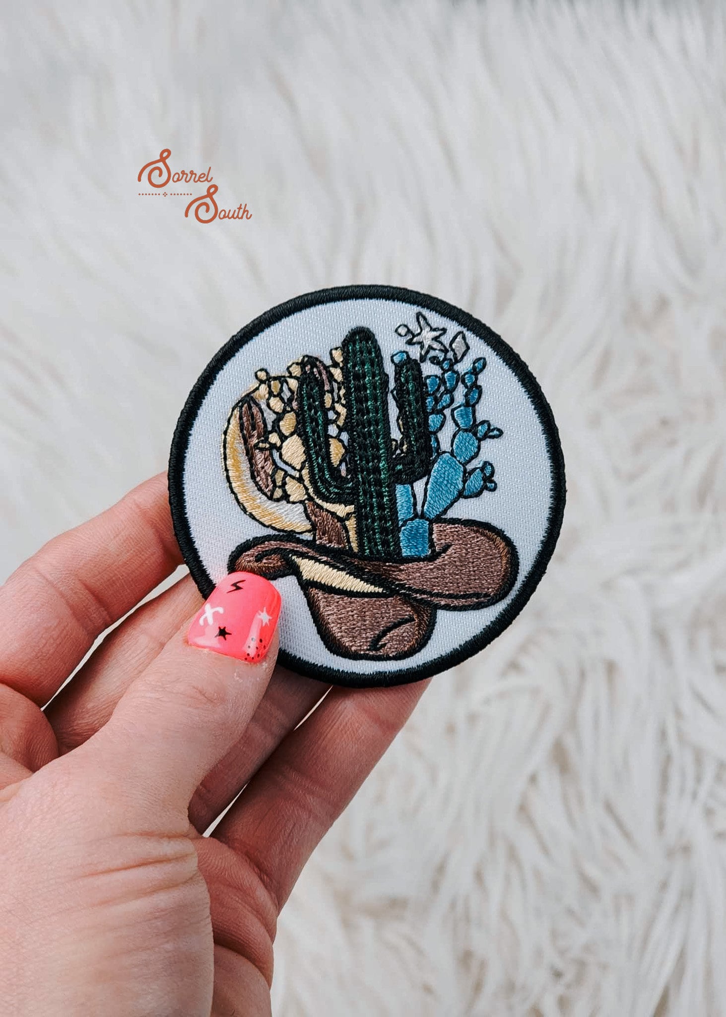 Chapeau Cowboy Blanc Cactus Ranch, Avec Accessoires Pins, CRHP-37, Neuf