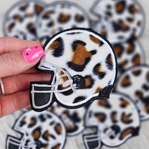 Leopard Football Helmet Iron On Heat Adhesive Embroidered Patch, Football, Sports, Trending Patches, Popular Patches, Football mom, Hat Bar