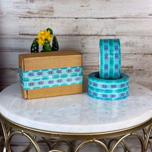 Fita adesiva para transporte com flecha turquesa, 2" x 110 jardas, suprimentos para remessas ocidentais, fita adesiva para transporte, suprimentos para lojas, suprimentos para branding