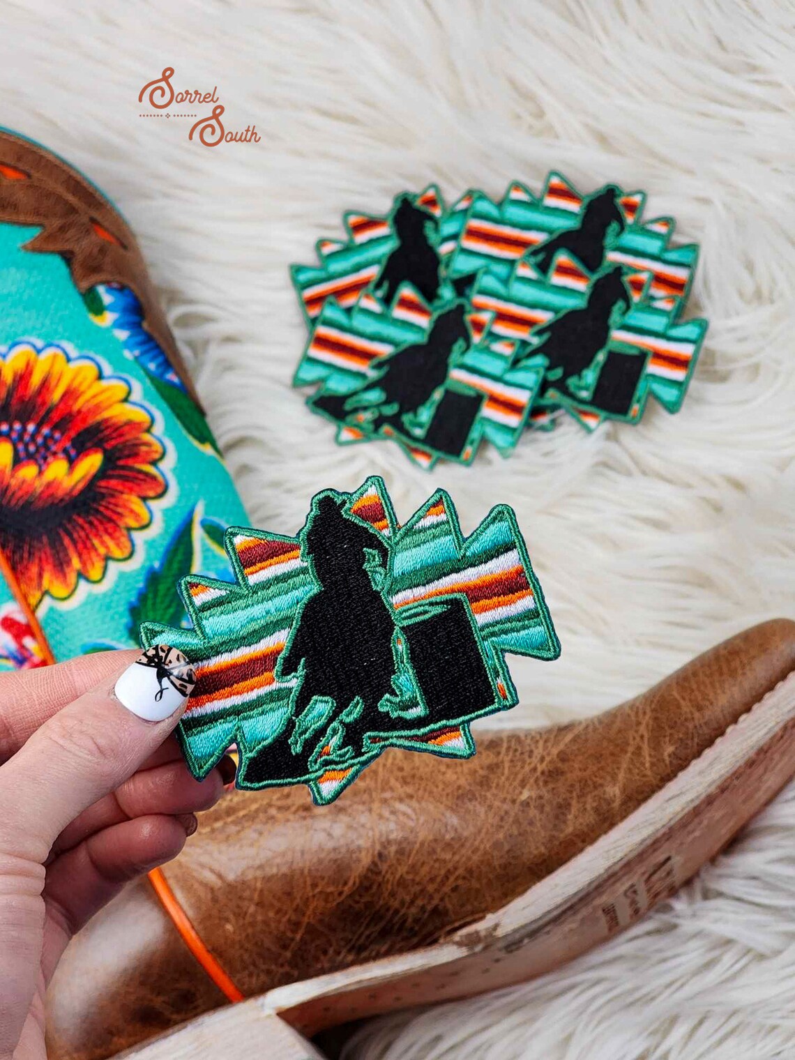 Iron on Heat Adhesive Embroidered Patch, Barrel Racer, Western, Cowgirl ...
