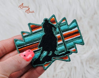 Pole Bender Iron On Heat Adhesive Embroidered Patch, Western, Cowgirl, Serape, Aztec, Southwestern, Boutique, Patches, Rodeo, Hat Bar