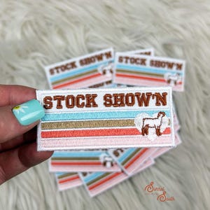 Stock Show&#39;N Lamb Iron On Heat Adhesive Embroidered Patch, Western, Cowgirl, Farm, Southwestern, Boutique, Patches, Hat Bar