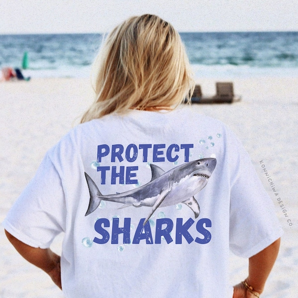 Protect The Sharks PNG Ocean Girl Aesthetic Y2K Save The Planet Environmental Wildlife Digital File