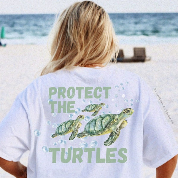 Protect The Turtles PNG Ocean Conservation Aesthetic Y2K Save The Planet Environmental Wildlife Digital File