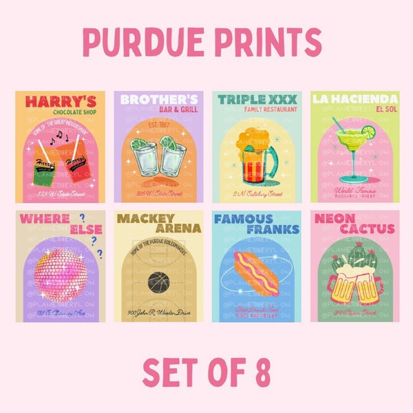 Purdue Prints | Set of 8