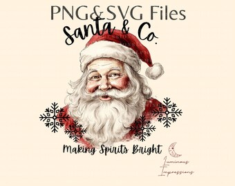 Santa Claus SVG, Haciendo espíritus brillantes, Retro Navidad PNG, Sublimación de Navidad, Diseño de sublimación, Signo de Navidad, Camiseta png, Clipart