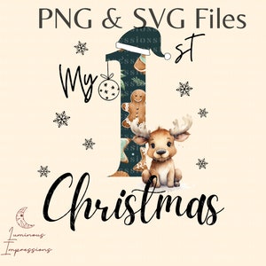 My First Christmas PNG, Christmas Digital Download, Baby Reindeer, Christmas SVG, Christmas Sublimation, Sublimation Design, T-shirt png