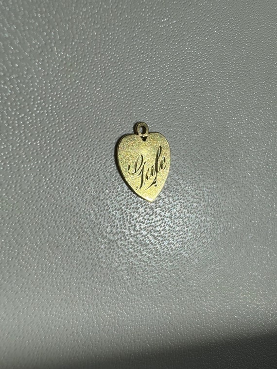 14k Vintage Solid Gold Heart "Gale" heart tag