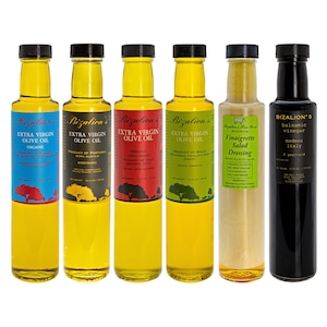 Gift Box Sampler Mediterranean (4) Extra Virgin Olive Oil (EVOO) + (1) Vinaigrette Salad Dressing + (1) Balsamic Vinegar