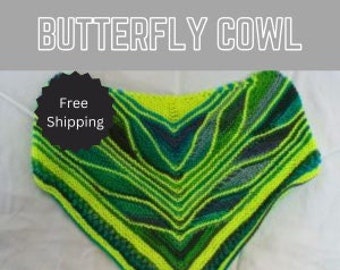 Yellow and Green Stained Glass Butterfly Cowl