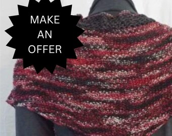 Red, Black, and Gray Shawl with Black Trim