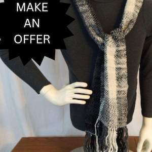 Yak and Wool Black, Gray, and White Scarf
