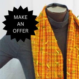 Autumn Orange and Green Striped Scarf