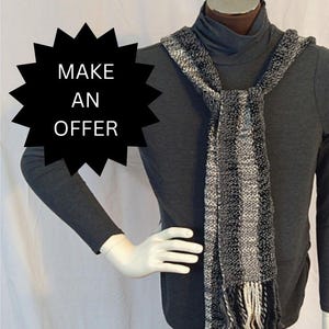 Yak and Wool Black, Gray, and White Scarf