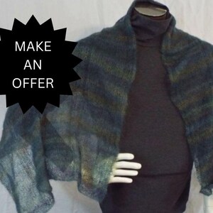 Lightweight Blue and Gold Striped Shawl
