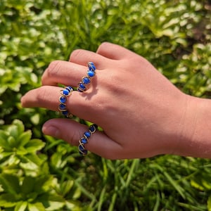 Braided Bead Wire Rings, Beaded Ring, Wire Wrapped Rings, Custom Hippie Gemstone Jewelry, Dainty Friendship Wire Rings