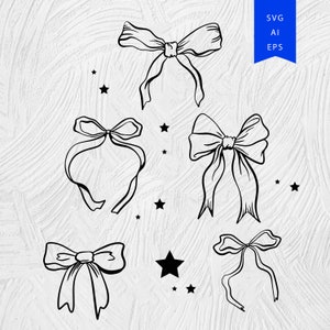 Papillon a nastro SVG, file SVG di fiocco, clipart di fiocco, bundle di fiocchi in formato SVG, fiocco di capelli in formato Svg, file di taglio Cricut, file di taglio Silhouette