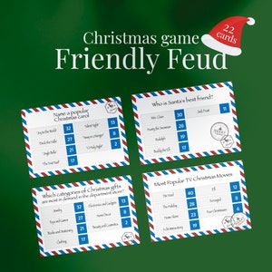 Christmas party game, Printable Friendly Feud Game, Christmas Trivia, Christmas Adult and Family Game